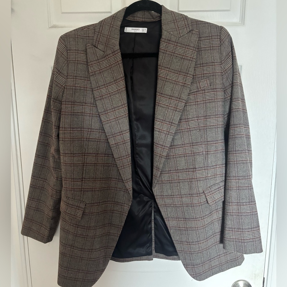 Mango Gray Plaid Women's Blazer
